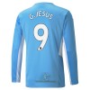 Officiële Voetbalshirt Manchester City Gabriel Jesus 9 Thuis 2021-22 Lange Mouw - Heren